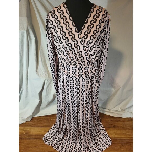 Jolie Moi Size 16 Geometric Pink L/S Dress - Picture 1 of 6